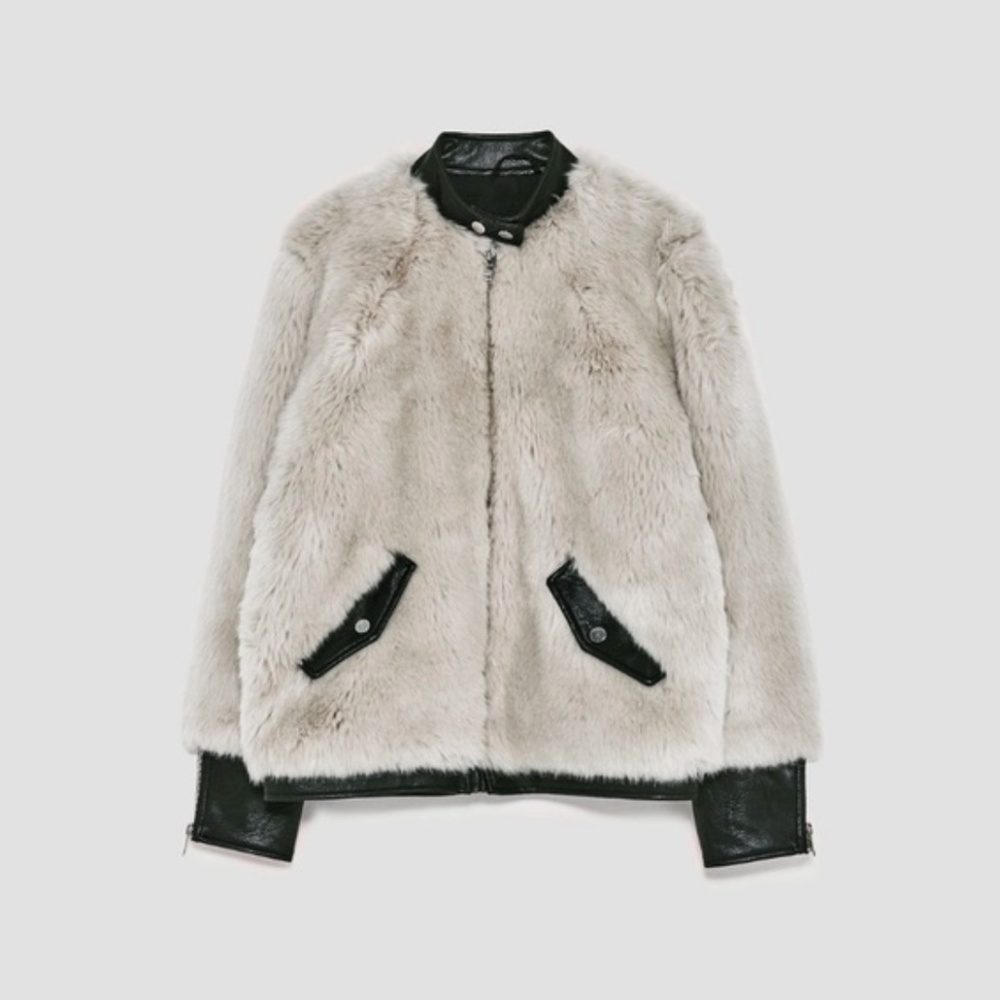 NWT Zara Faux Fur / Leather Bomber
